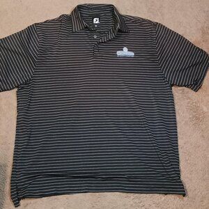 FootJoy Golf Polo Men XL Black White Stripe Performance Club Logo Preppy Golfcor